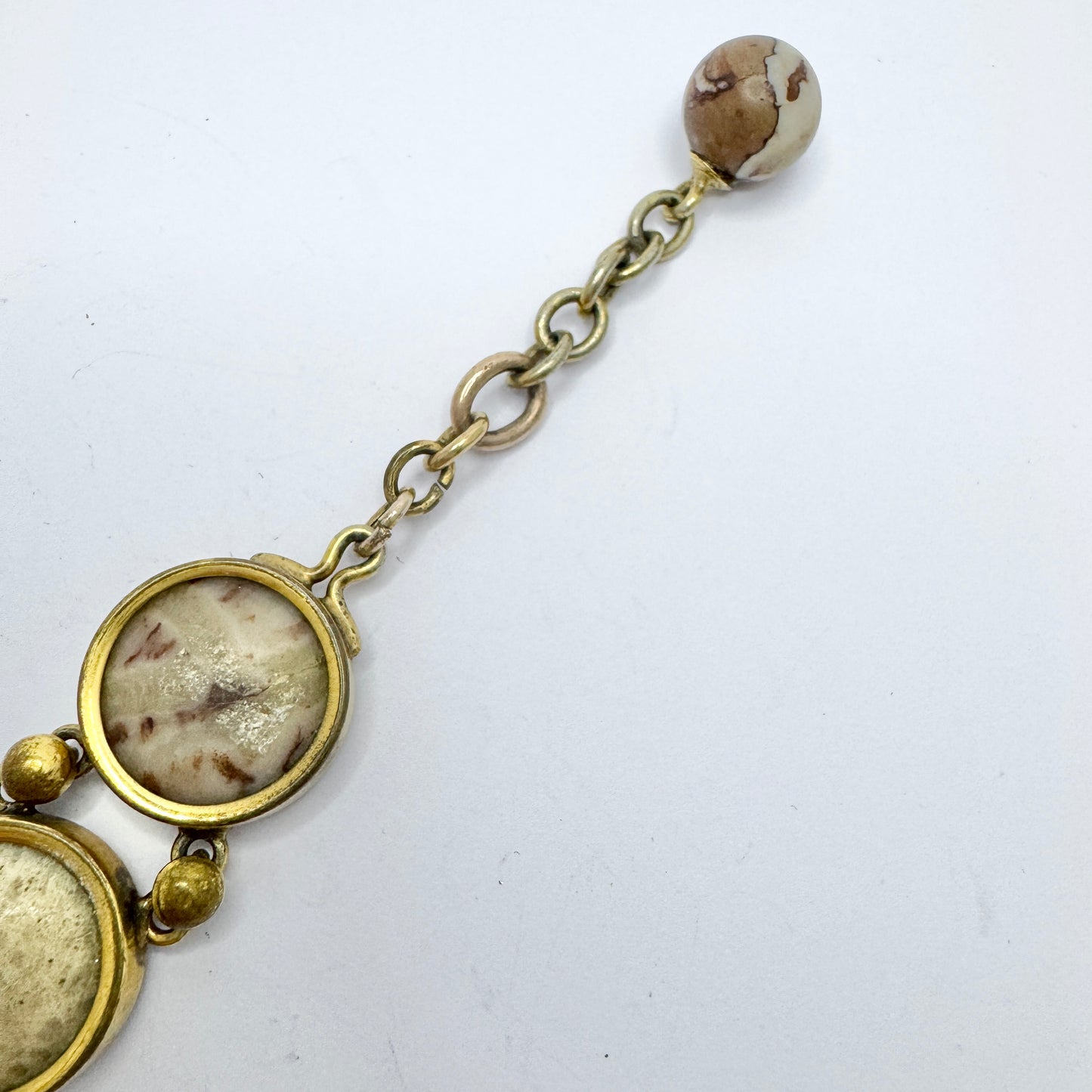 Sweden. Antique Victorian Gilt Metal Limestone Coral Bracelet