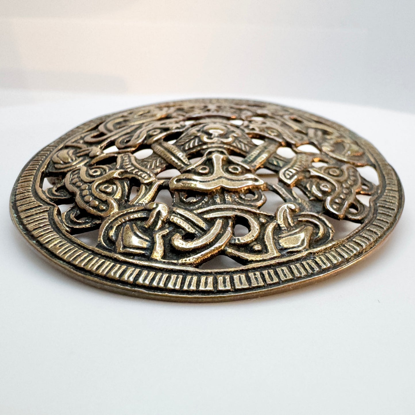 UNI David-Andersen, Norway. Large Bonze Viking Copy Brooch Pendant.
