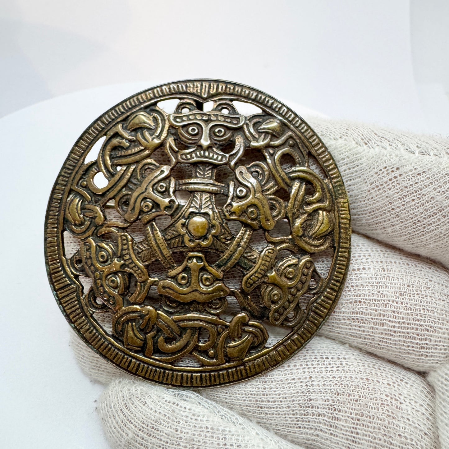 UNI David-Andersen, Norway. Large Bonze Viking Copy Brooch Pendant.
