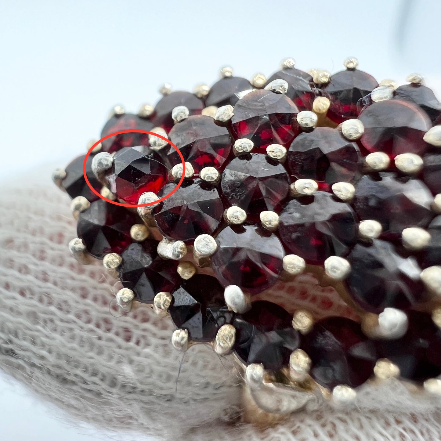 Austria c 1930-40s. Vintage 18k Silver Gold Garnet Ring.