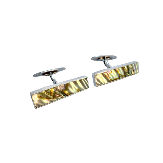 Arne Johansen, Denmark 1960s, Large Vintage Sterling Silver Abalone Cufflinks.