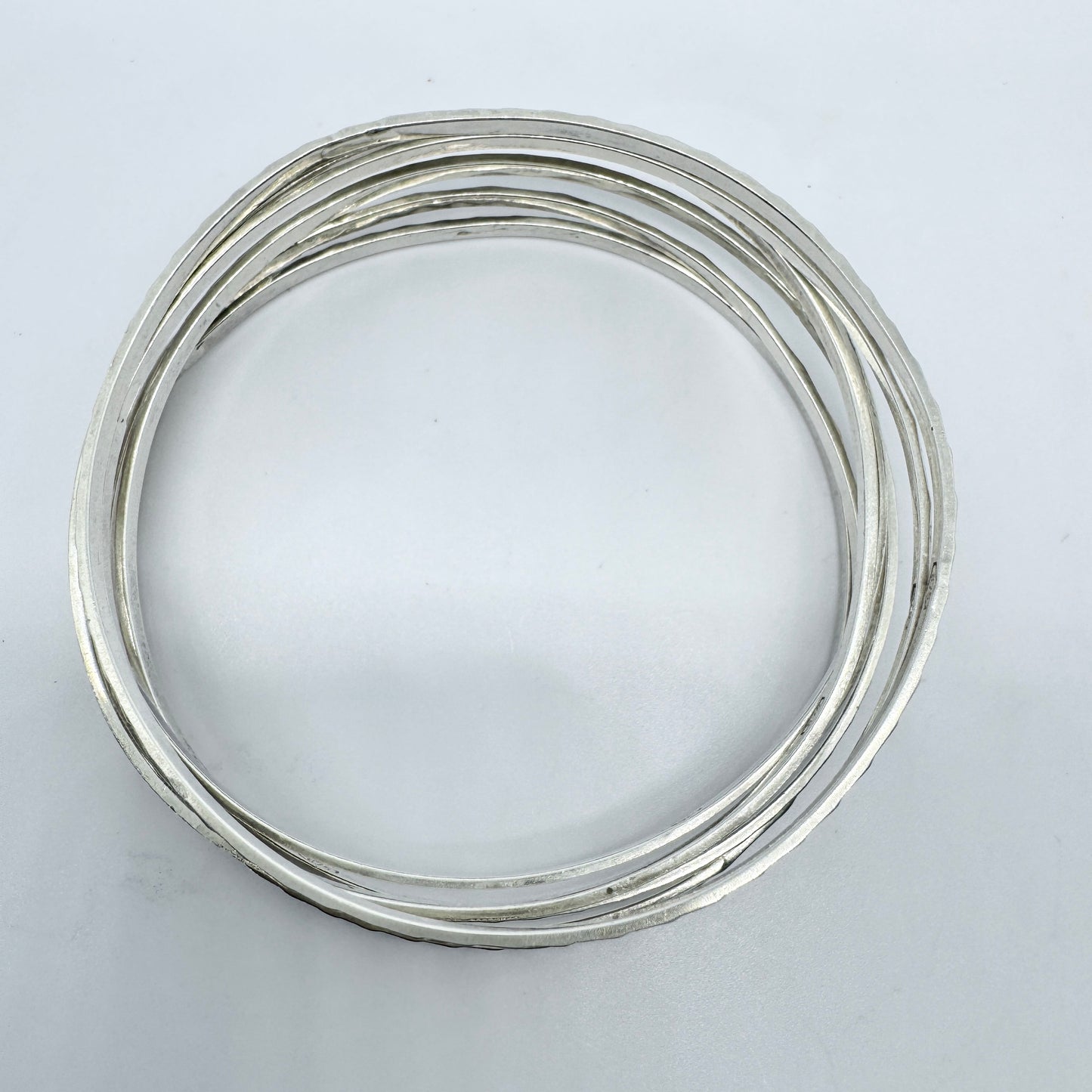 Eastern Europe. Vintage Solid 875 Silver Bangle Stack.