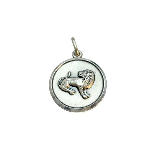Uno A Erre, Italy 1944-68. Vintage Silver Zodiac Leo Charm Pendant.