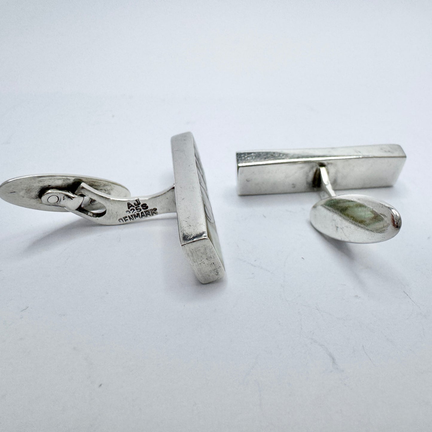 Arne Johansen, Denmark 1960s, Large Vintage Sterling Silver Abalone Cufflinks.