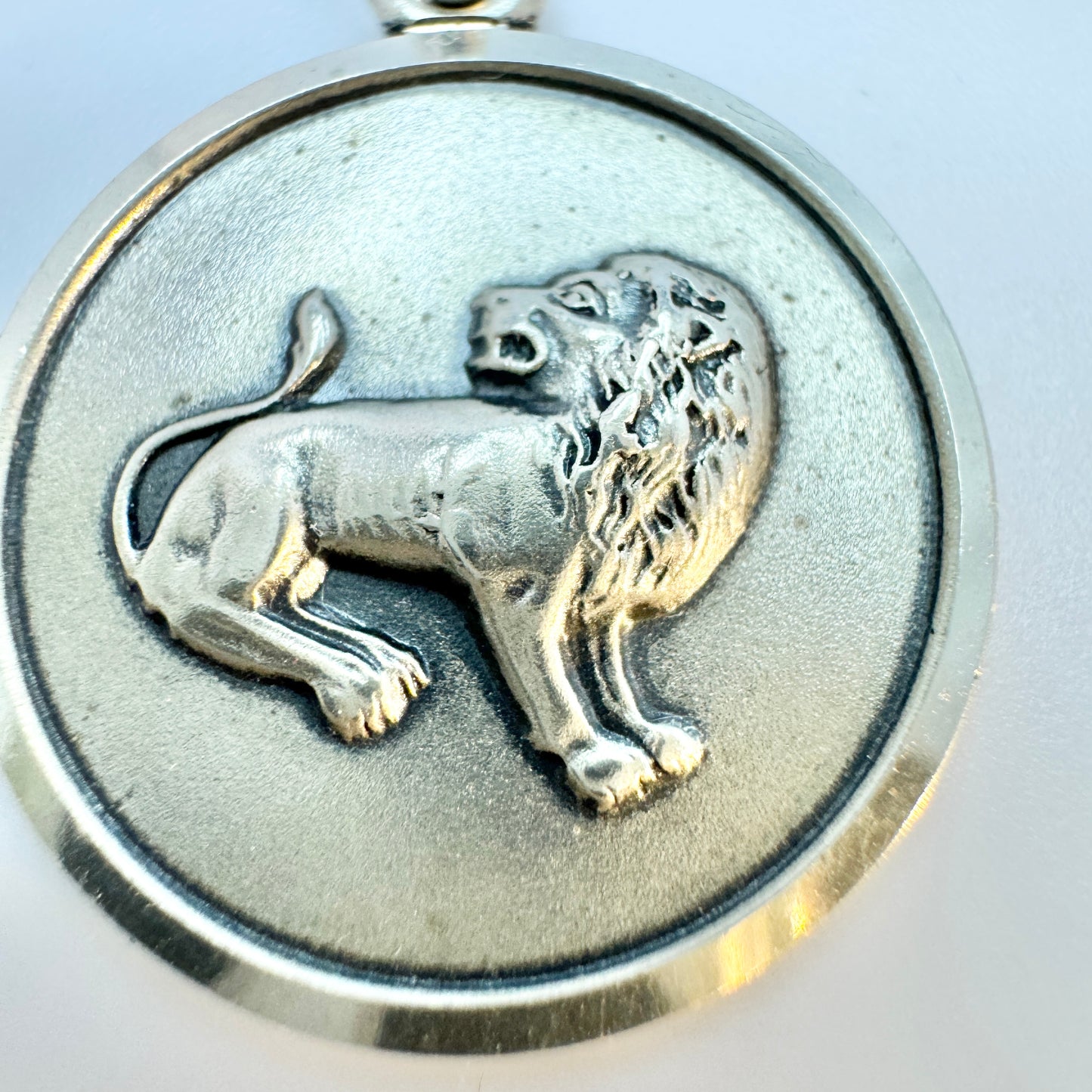 Uno A Erre, Italy 1944-68. Vintage Silver Zodiac Leo Charm Pendant.