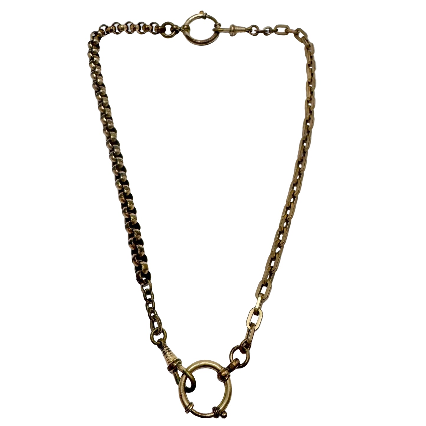 Two Antique Gold Gilt Doublé Watch Chains used as Necklace.