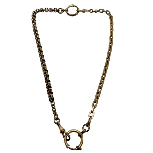 Two Antique Gold Gilt Doublé Watch Chains used as Necklace.