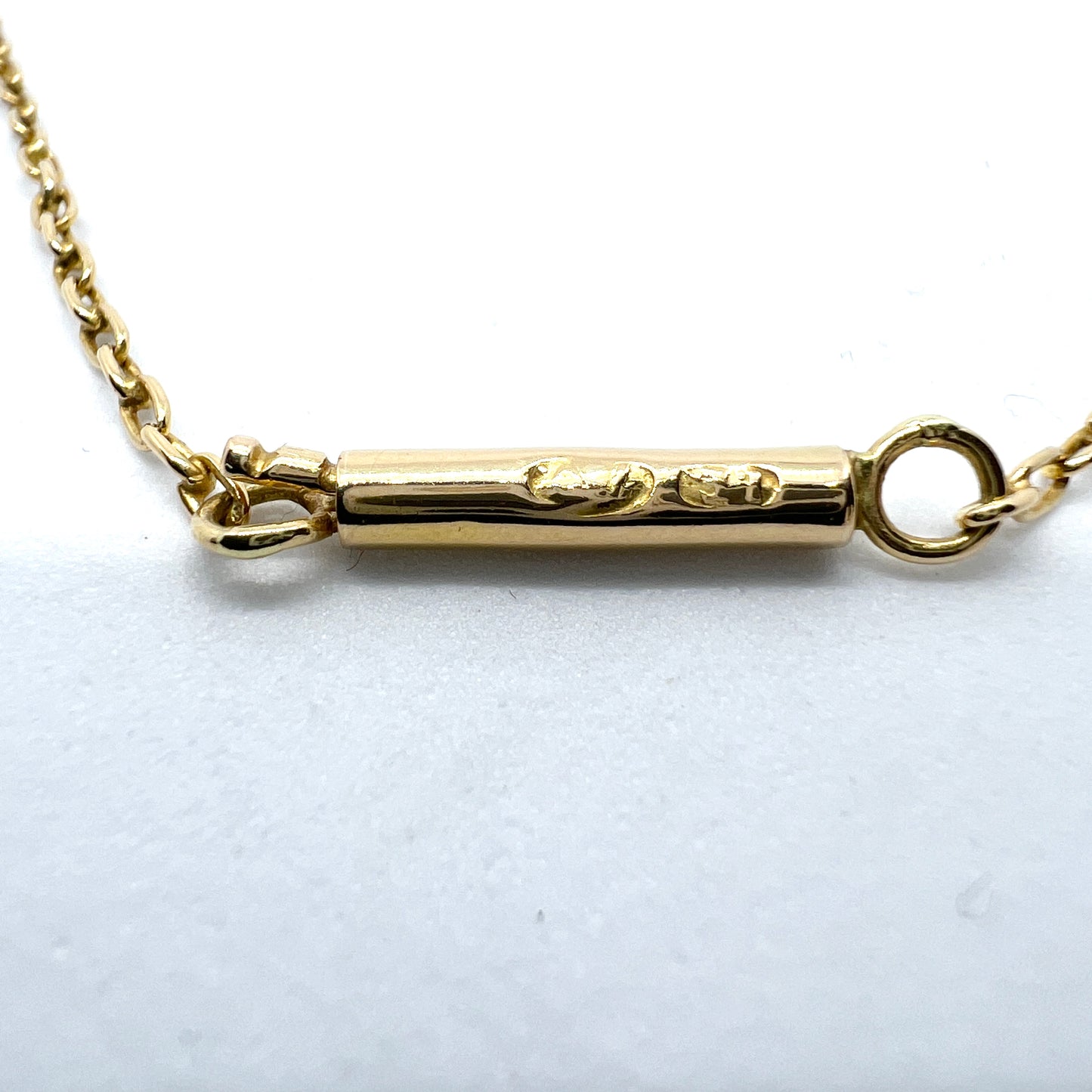 Antique 18k Gold Tube Clasp Chain Necklace.