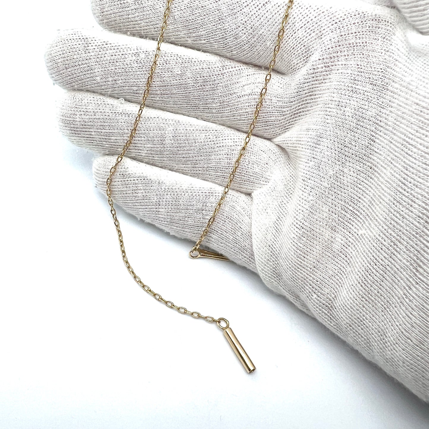 Antique 18k Gold Tube Clasp Chain Necklace.