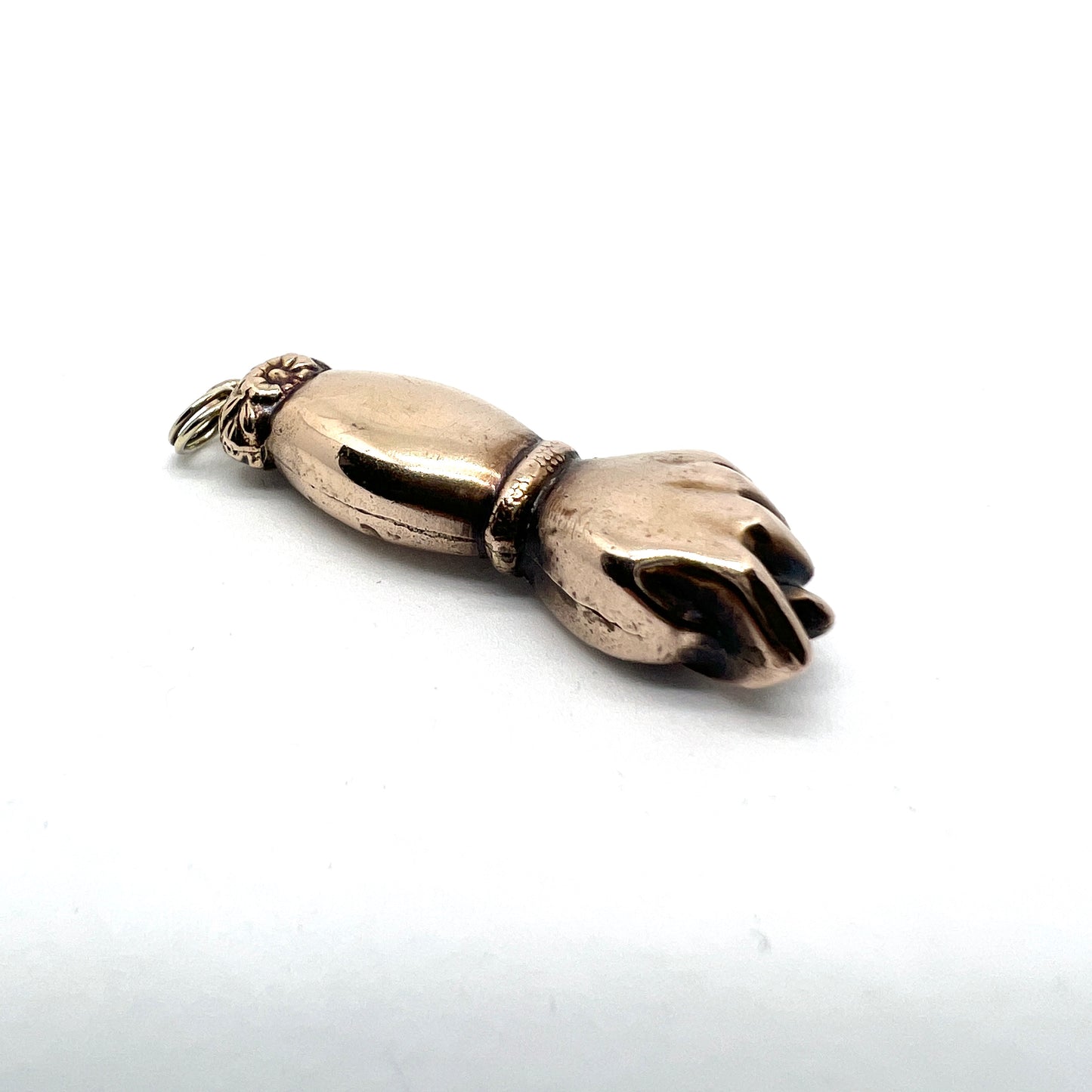 Antique Victorian 14k Gold Figa Hand Pendant.