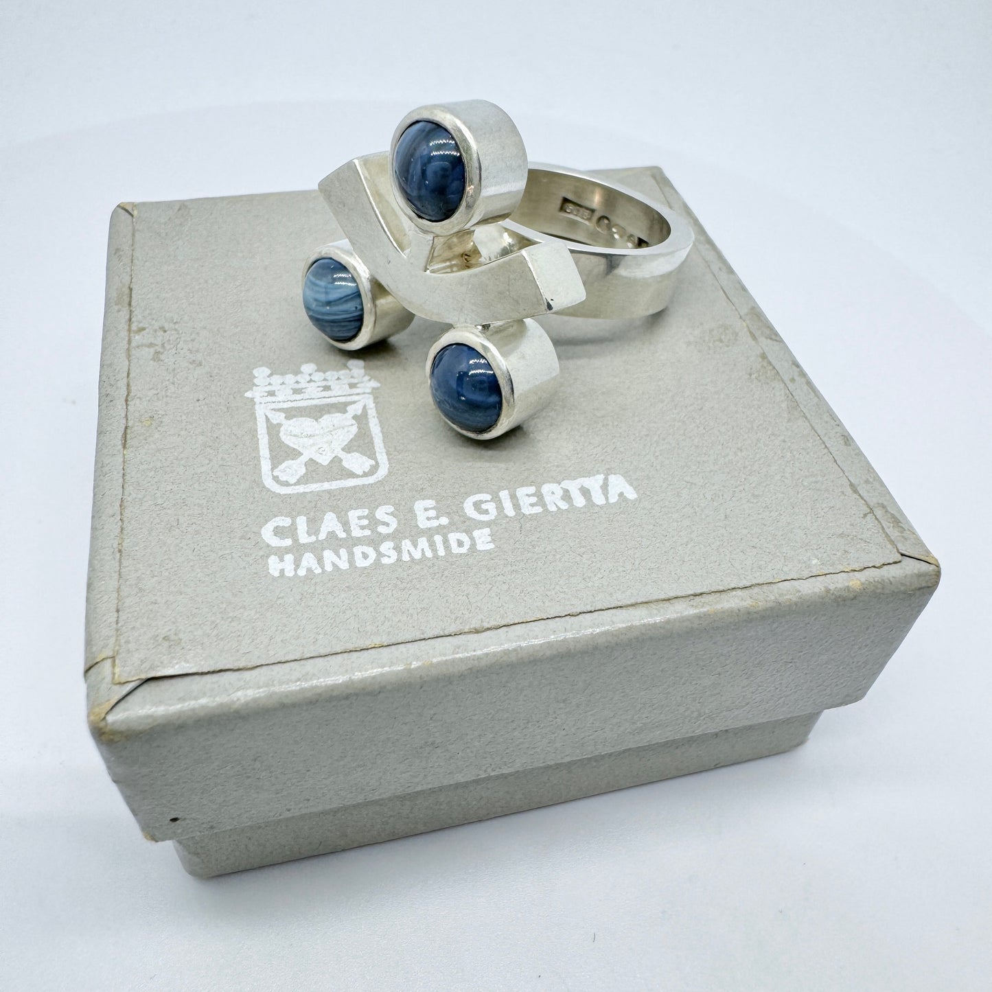 Claes E Giertta, Sweden 1971. Vintage Sterling Silver Bergslagen-stone Ring. Boxed.