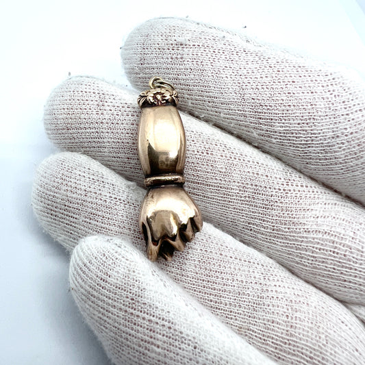 Antique Victorian 14k Gold Figa Hand Pendant.