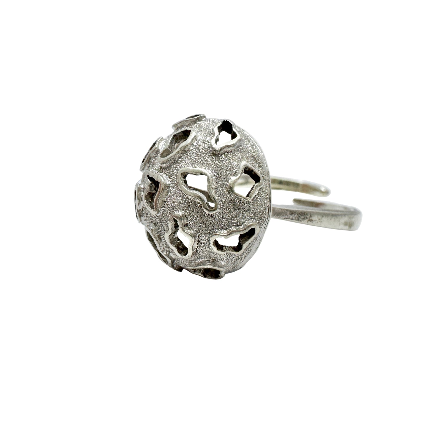 Vintage ca 1970 Sterling Silver Moon Surface? RIng