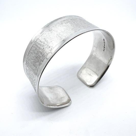 S Thelin, Sweden 1982. Vintage Sterling Silver Cuff Bracelet.