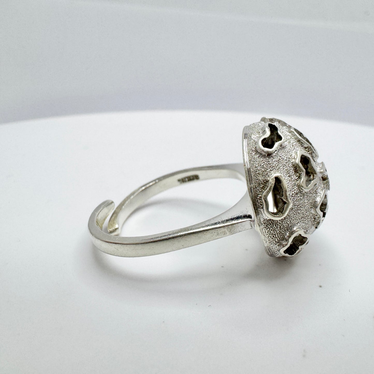 Vintage ca 1970 Sterling Silver Moon Surface? RIng