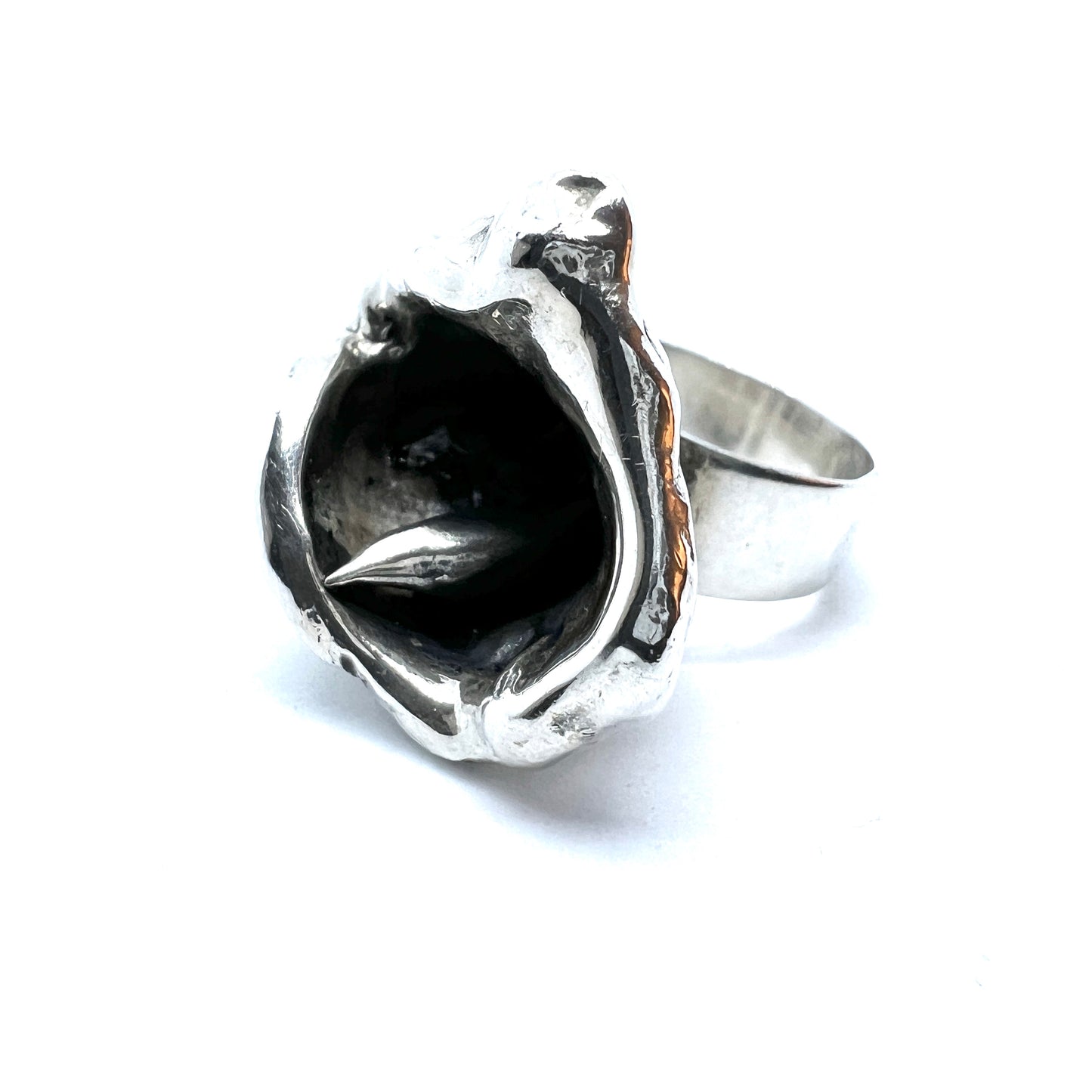 Silversmedjan I Perstorp, Sweden 1975. Modernist Brutalist Sterling Silver Ring.