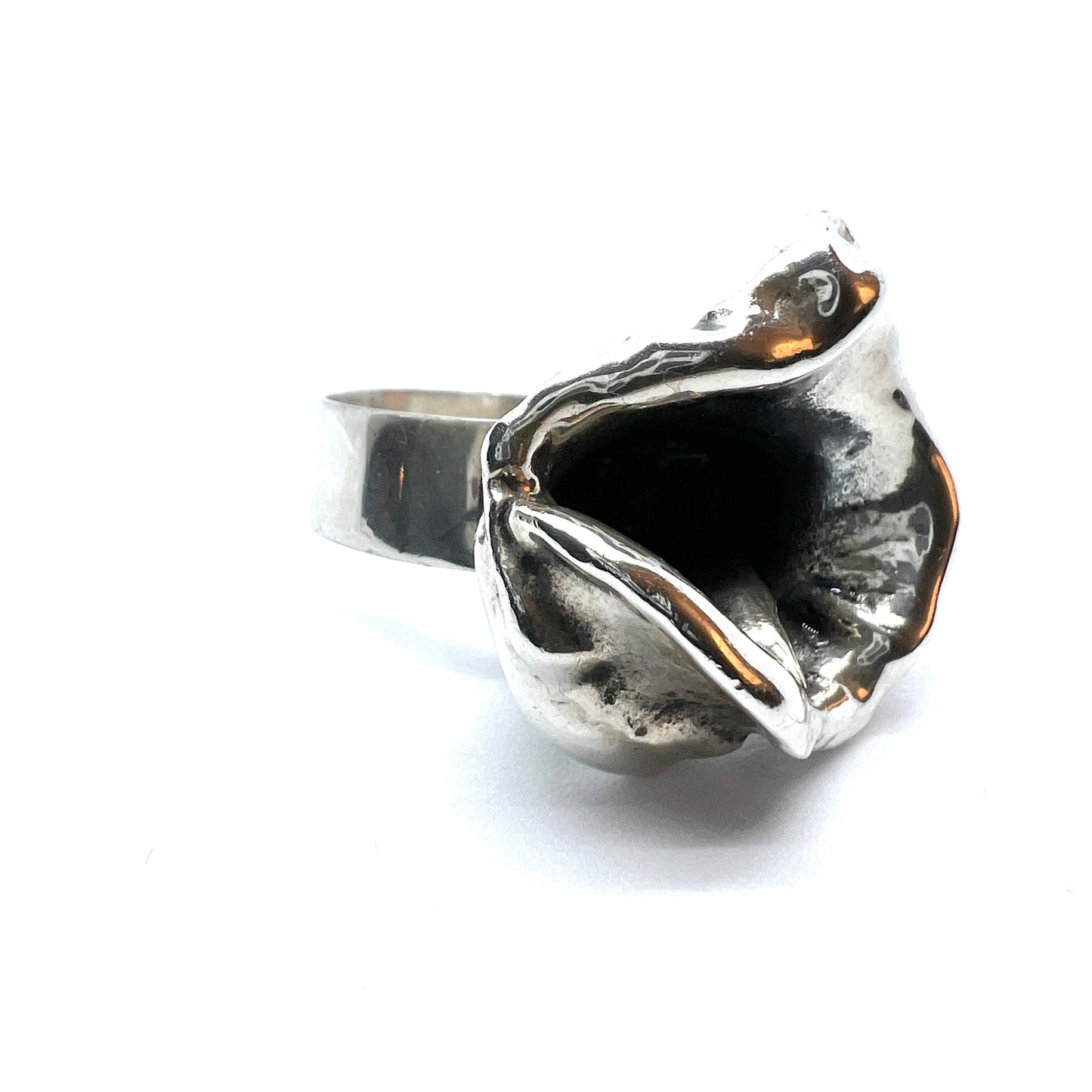 Silversmedjan I Perstorp, Sweden 1975. Modernist Brutalist Sterling Silver Ring.