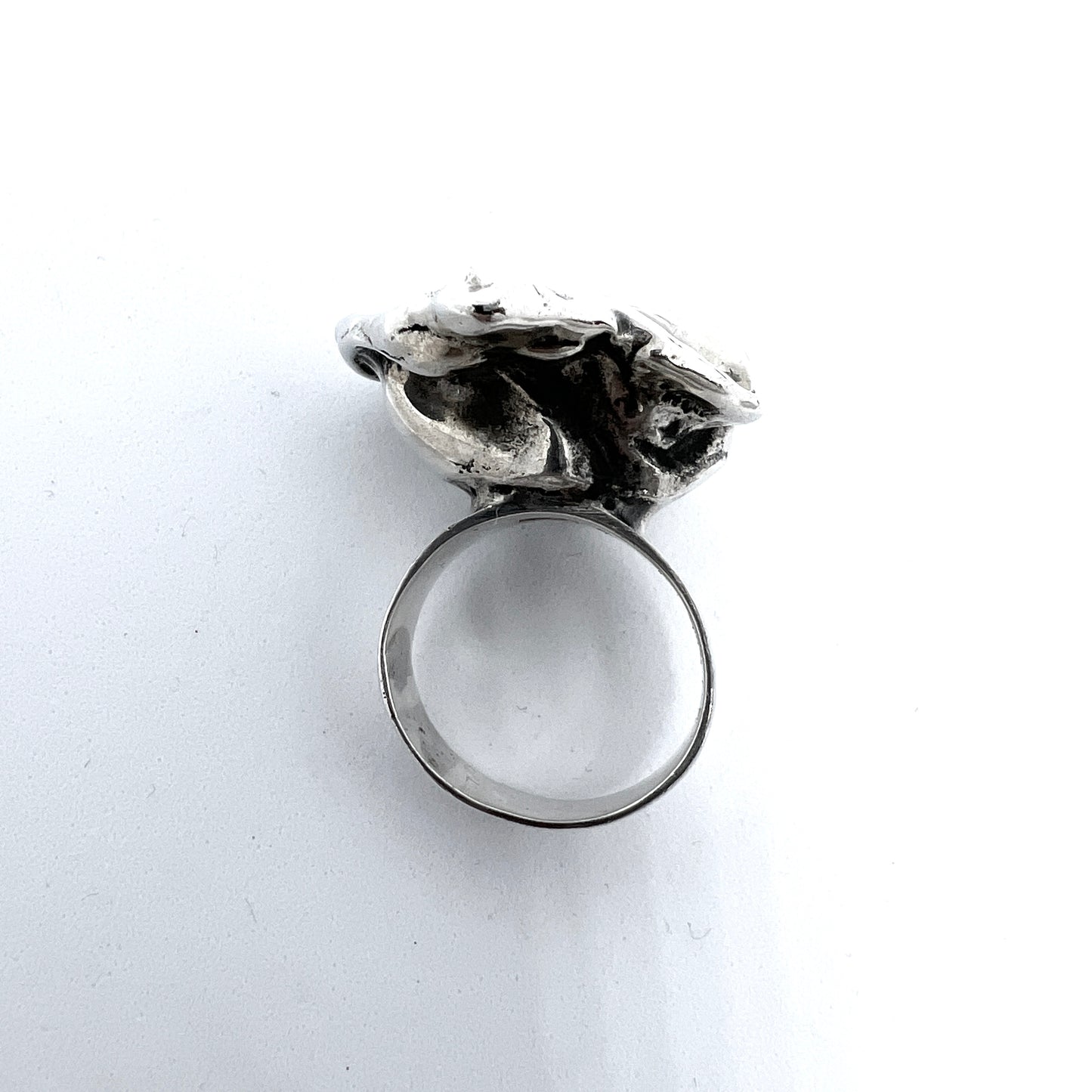 Silversmedjan I Perstorp, Sweden 1975. Modernist Brutalist Sterling Silver Ring.