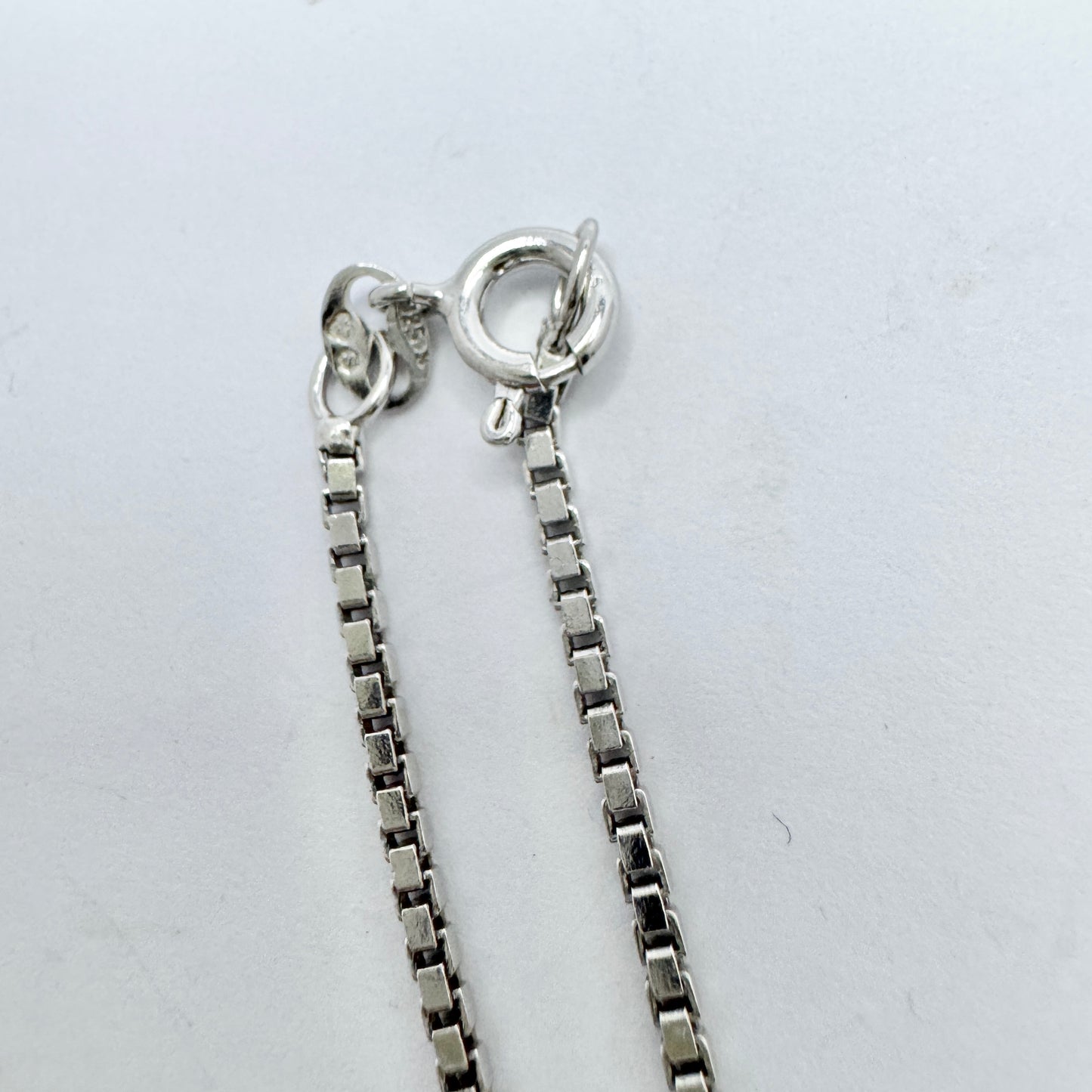 Salovaara, Finland 1970s. Vintage Sterling Silver Rock Crystal Pendant + Chain.