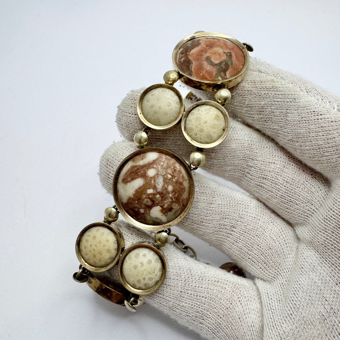 Sweden ca 1900. Antique Limestone Coral Bracelet.