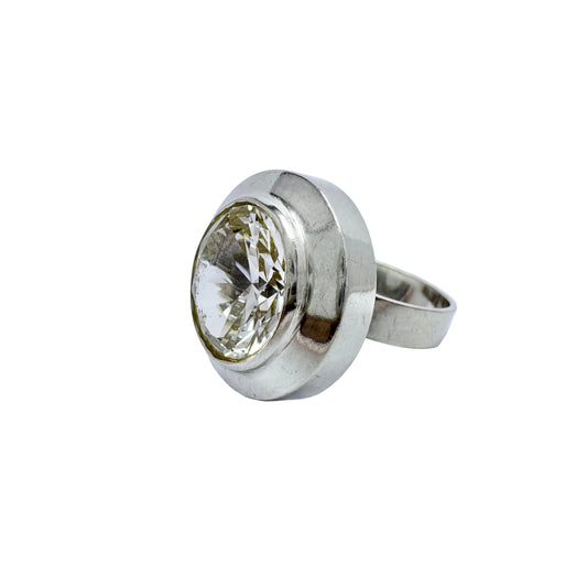 Vintage 1960-70s. Solid Silver Rock Crystal Ring.