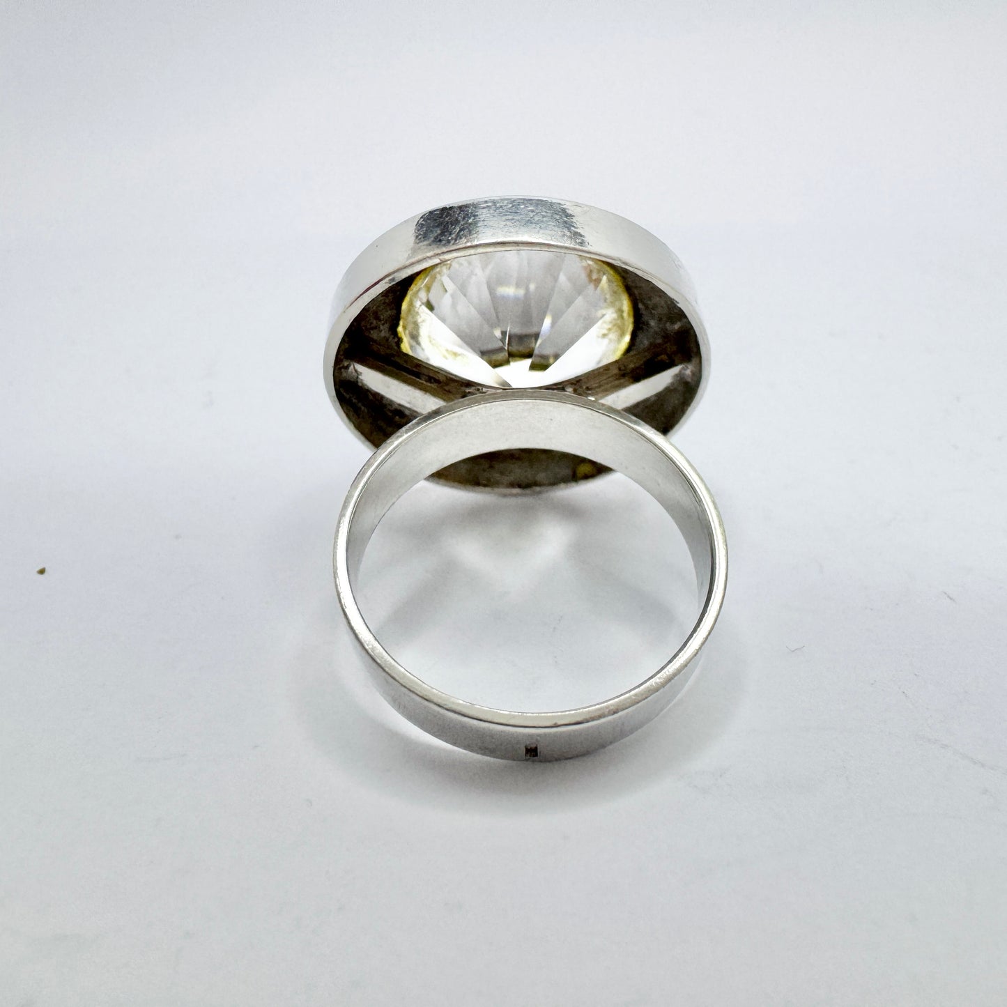Vintage 1960-70s. Solid Silver Rock Crystal Ring.