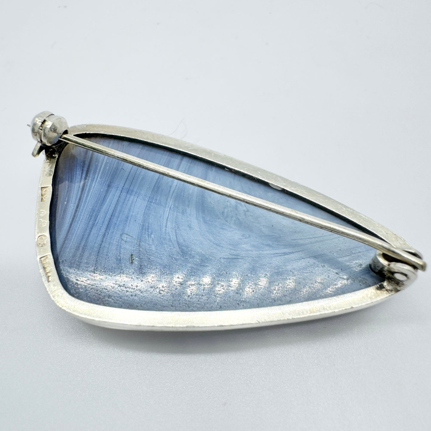 Märta Lindgren, Sweden 1964. Vintage Solid Silver Bergslagen-stone Brooch.