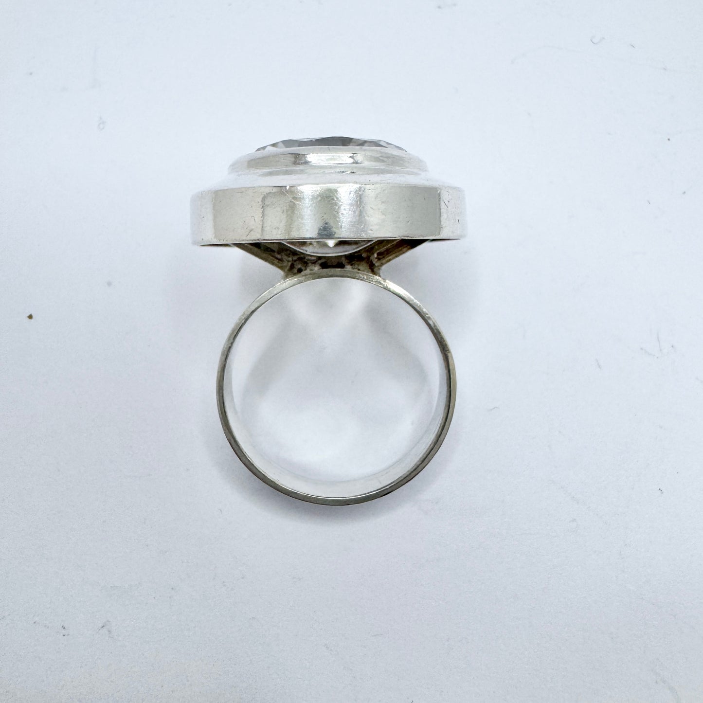 Vintage 1960-70s. Solid Silver Rock Crystal Ring.