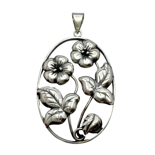 Ekström & Blohm, Sweden 1946. Vintage Sterling Silver Two Flowers Pendant.