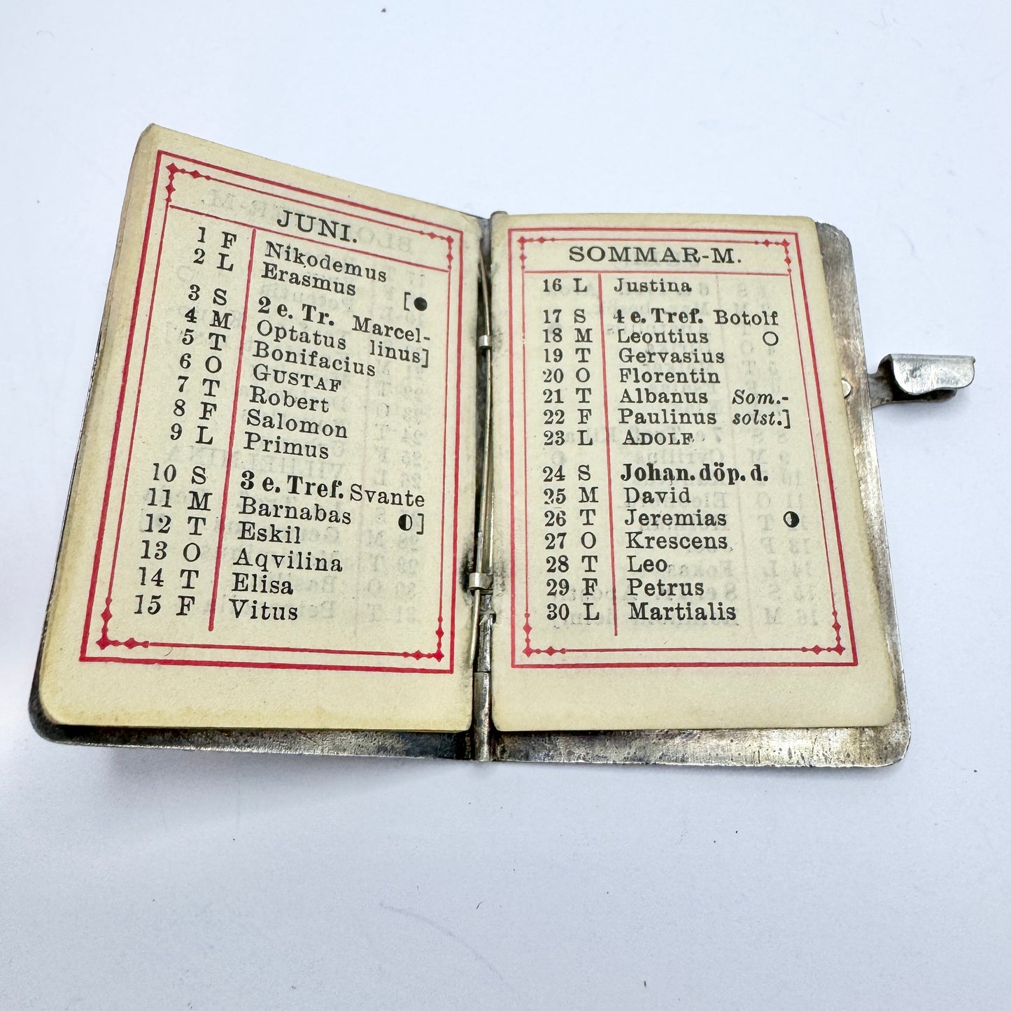 Antique year 1894 Pocket Calendar.