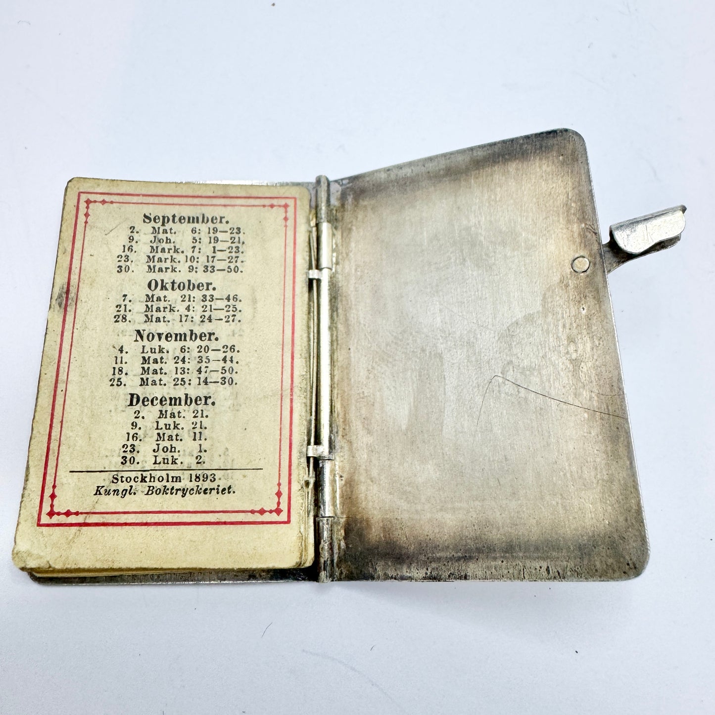 Antique year 1894 Pocket Calendar.