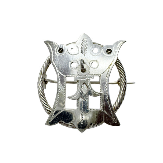 KE Berg, Sweden 1908. Antique Solid Silver Sami Laplander Brooch.