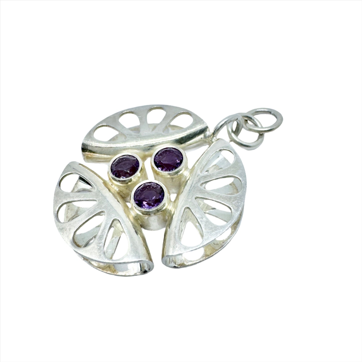 Elis Kauppi, Kupittaan Kulta Finland c 1960s. Vintage Sterling Silver Amethyst Pendant.