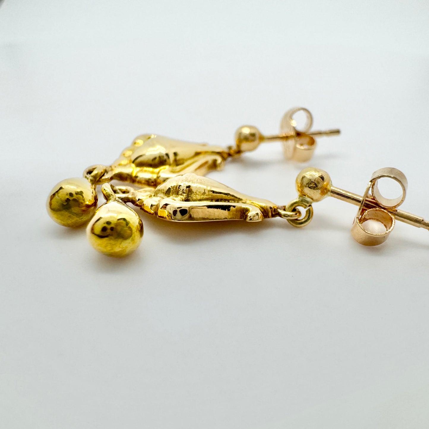 Lars Sundström, Sweden 1885. Antique Victorian 18k Gold Earrings.