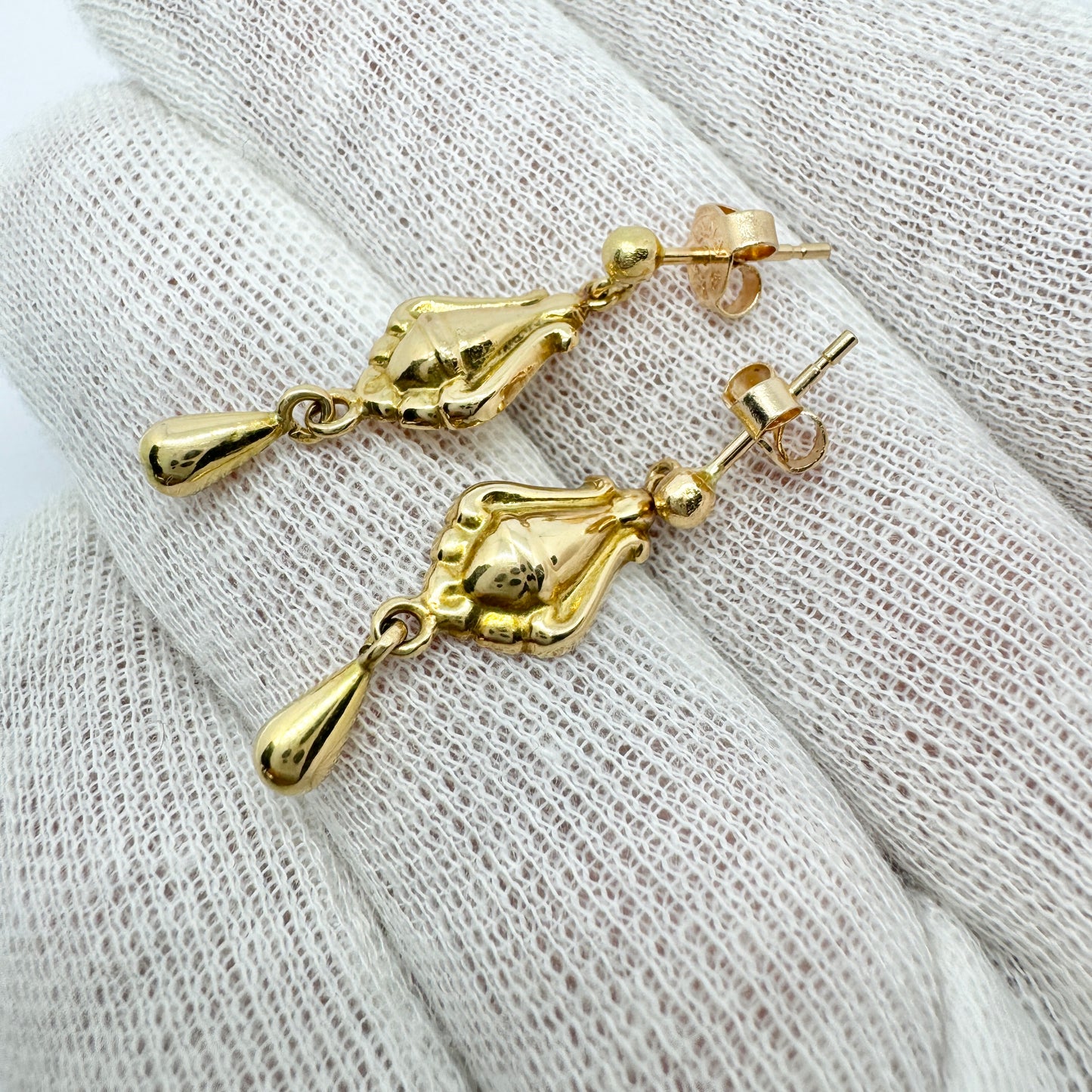 Lars Sundström, Sweden 1885. Antique Victorian 18k Gold Earrings.