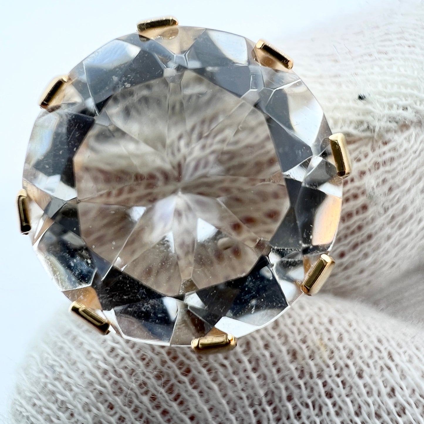 Hedbergs, Sweden 1960s Vintage Modernist 18k Gold Rock Crystal Ring.