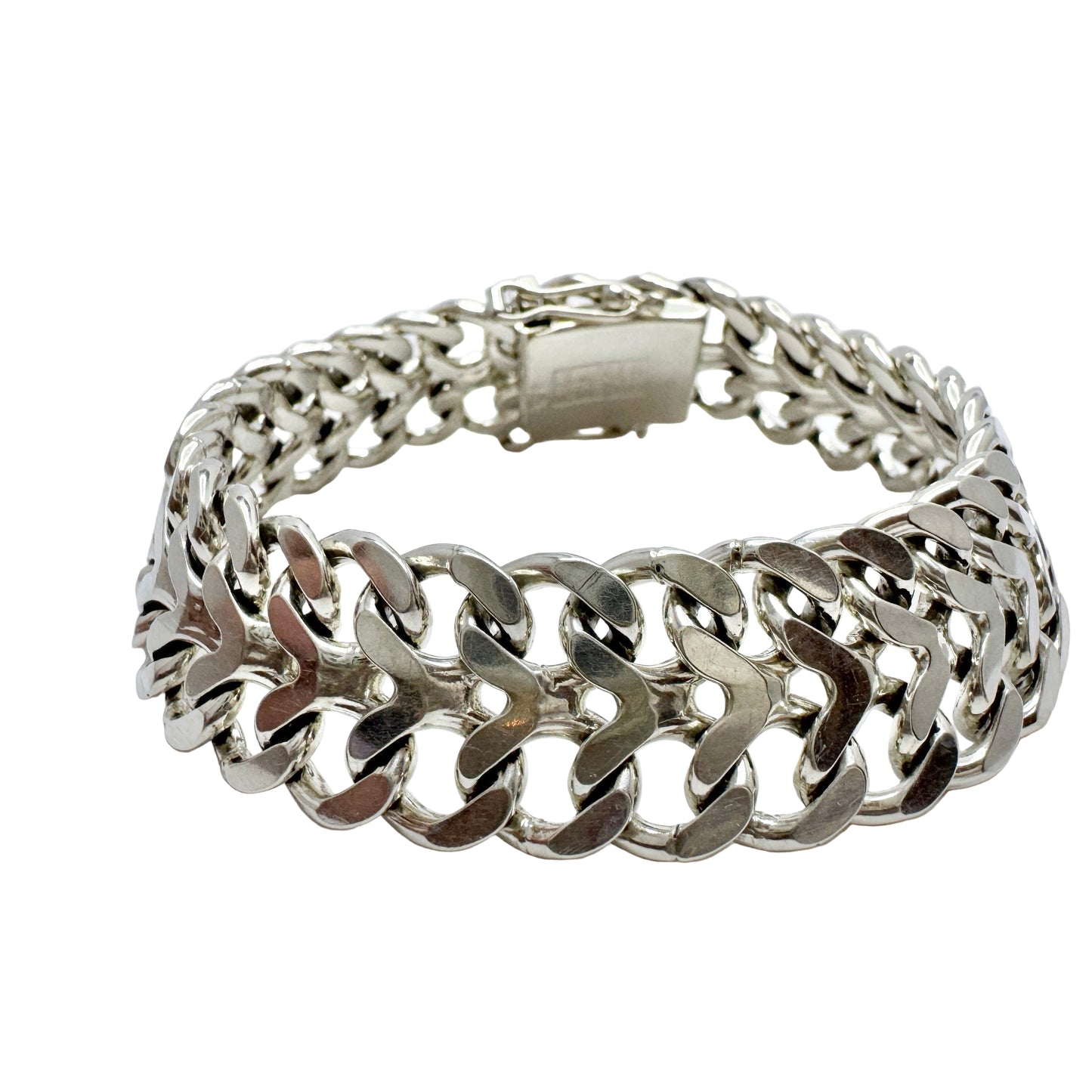 Jo-Ans, Sweden 1975. Vintage Solid Silver X-Link Bracelet.