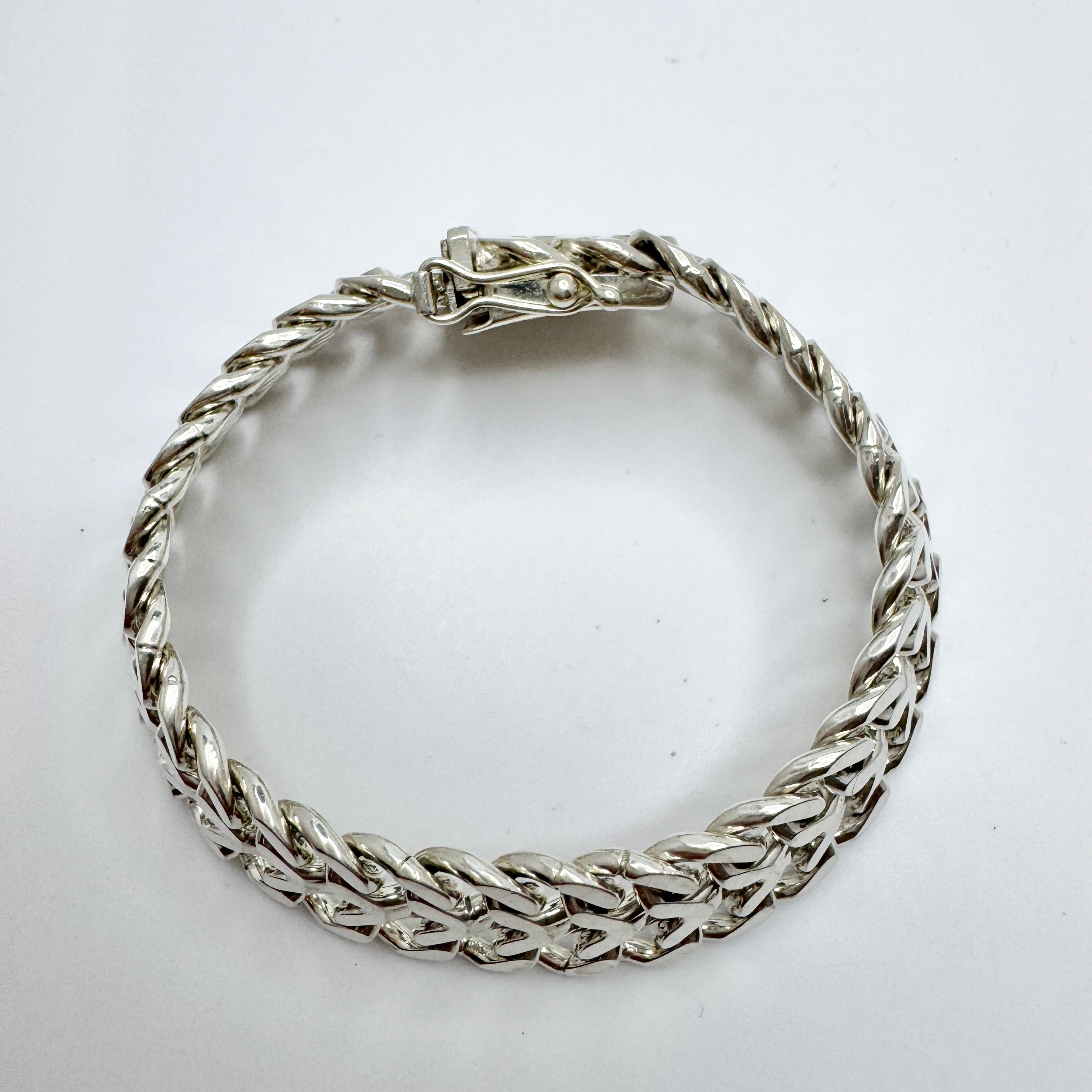 Jo-Ans, Sweden 1975. Vintage Solid Silver X-Link Bracelet. – T