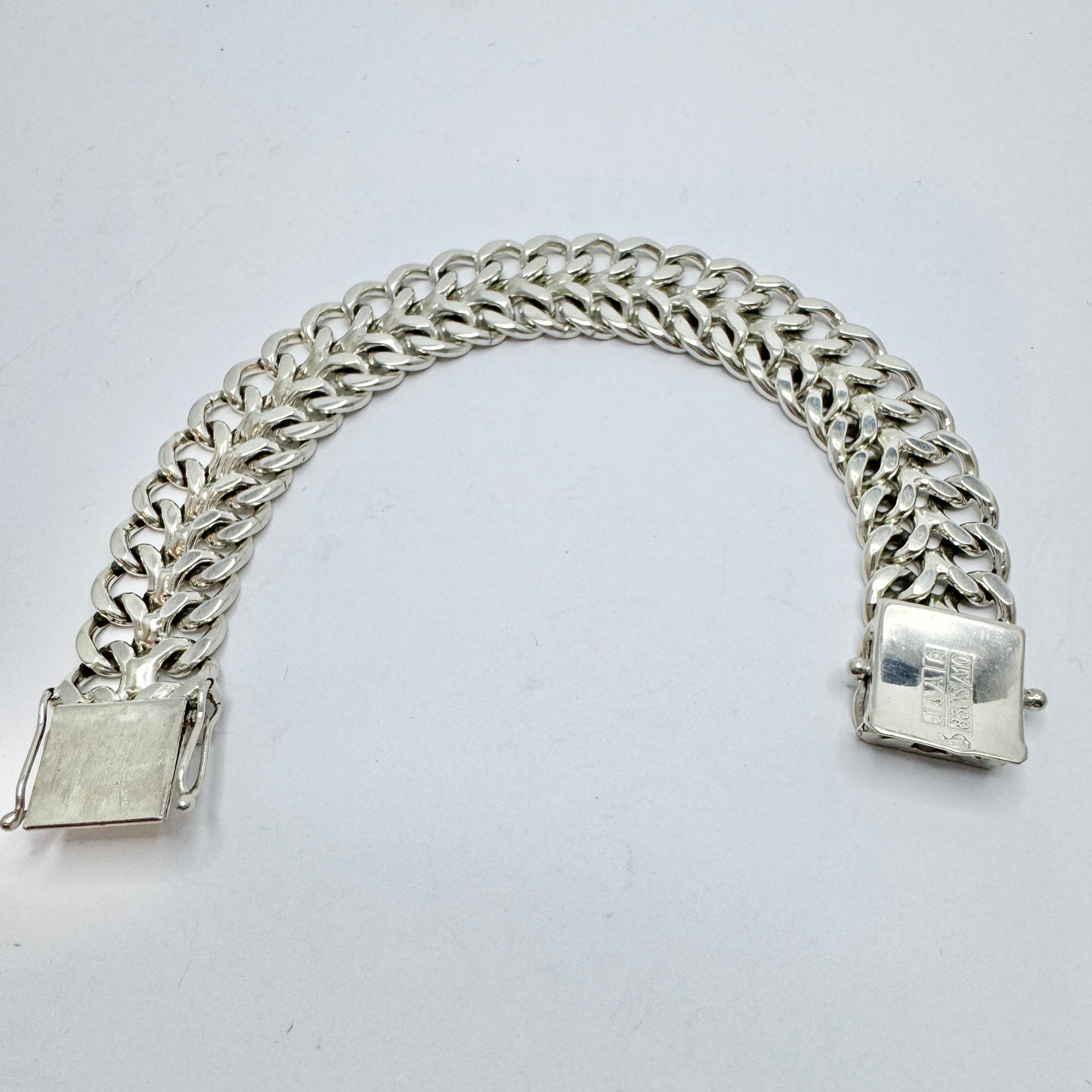 Jo-Ans, Sweden 1975. Vintage Solid Silver X-Link Bracelet.