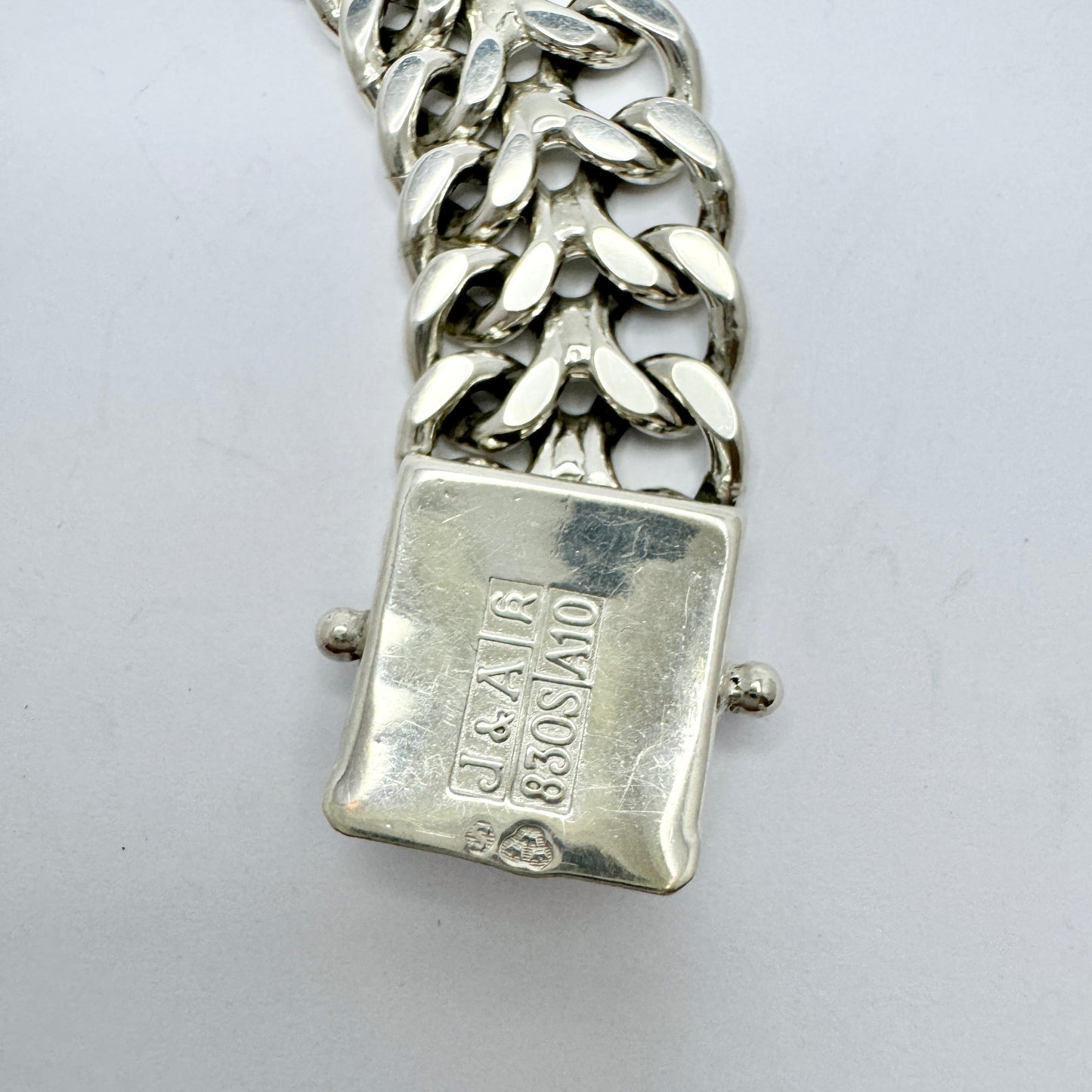 Jo-Ans, Sweden 1975. Vintage Solid Silver X-Link Bracelet.