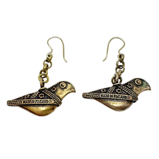 Kalevala Koru, Finland. Vintage Bronze Bird Earrings.