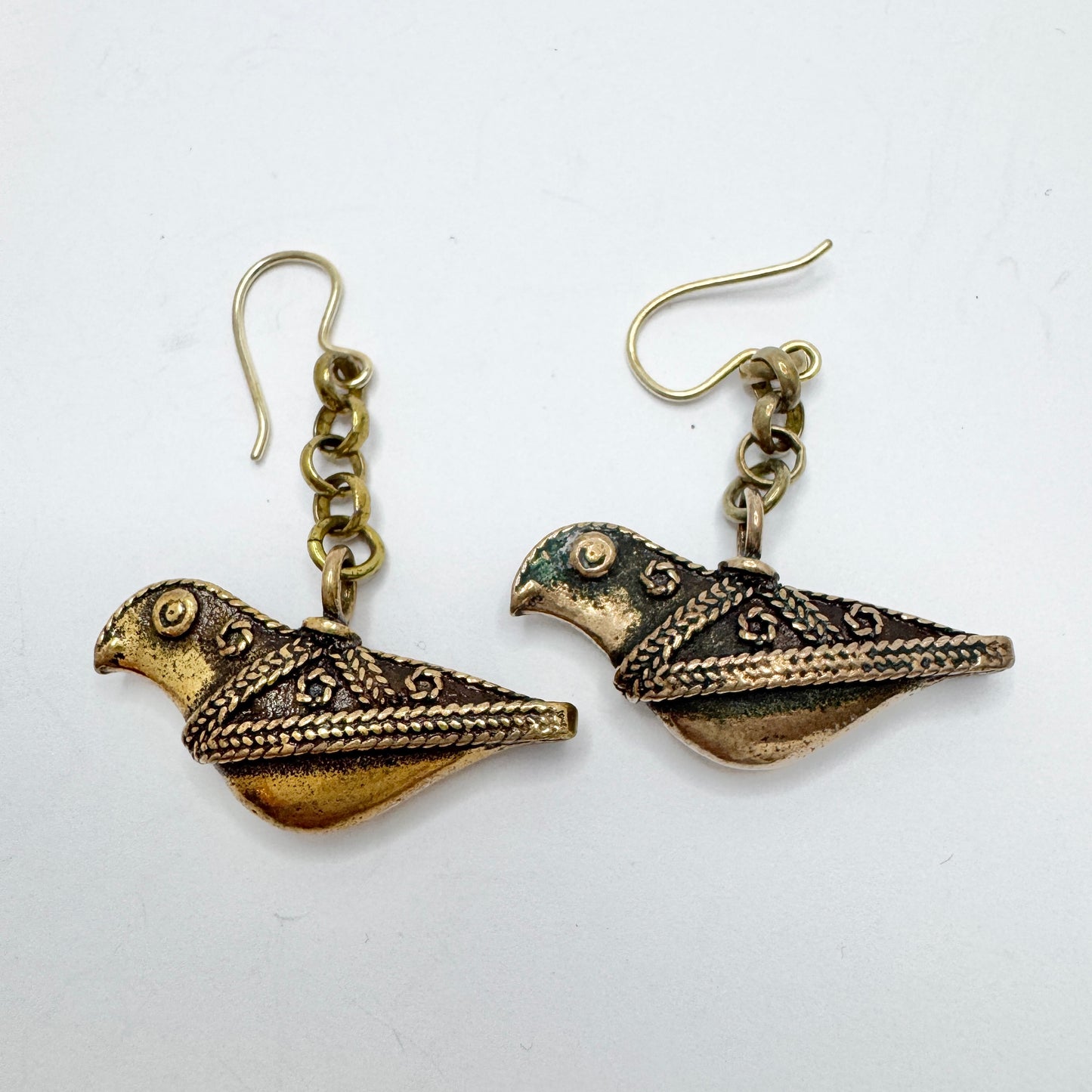 Kalevala Koru, Finland. Vintage Bronze Bird Earrings.