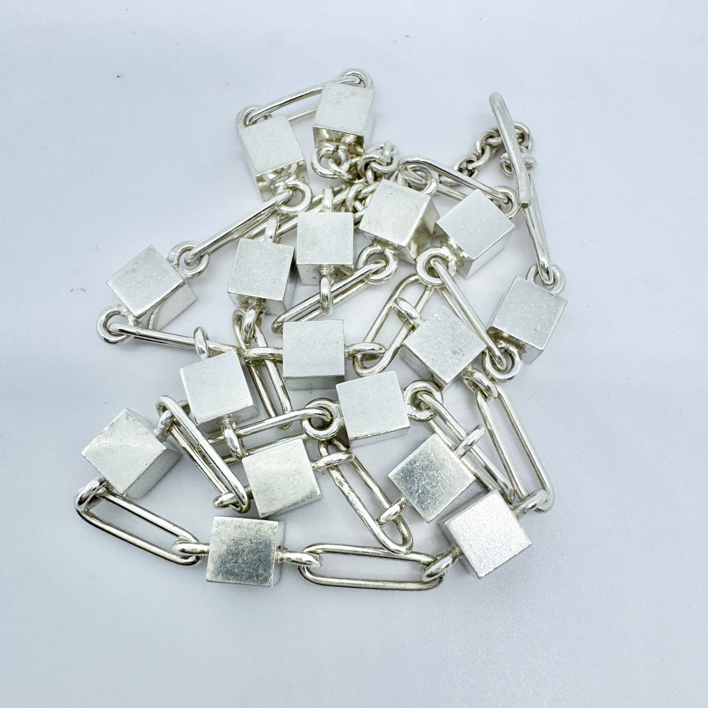 Arne Johansen, Denmark 1960-70s. Vintage Sterling Silver Cube Necklace.