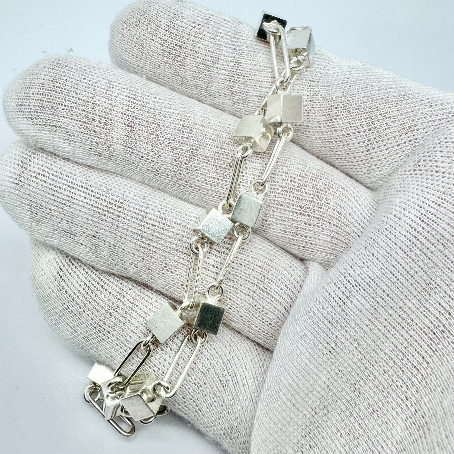 Arne Johansen, Denmark 1960-70s. Vintage Sterling Silver Cube Necklace.