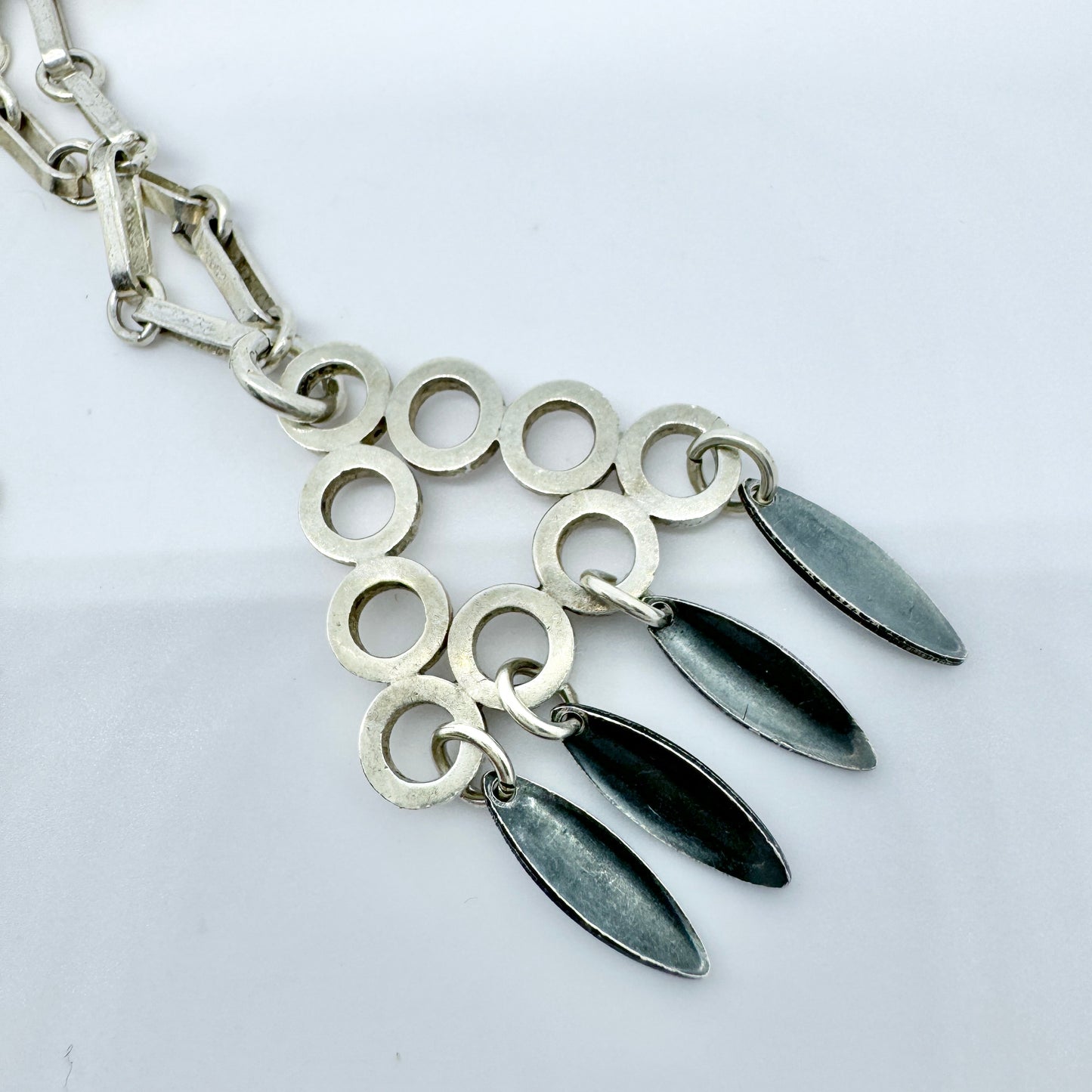 Andreas Daub, Germany 1960-70s. Vintage Solid Silver Long Chain Pendant Necklace.