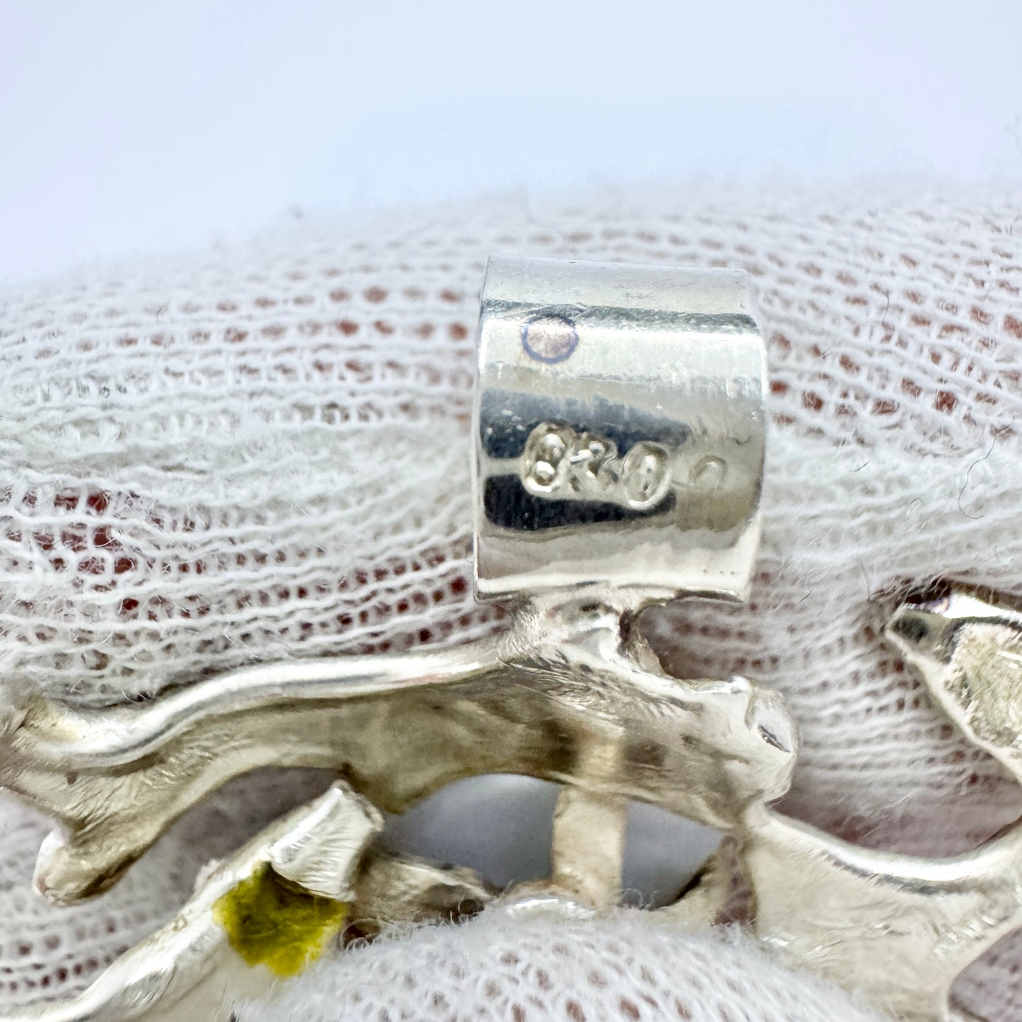 Vintage 1970s Solid Silver Agate Pendant.