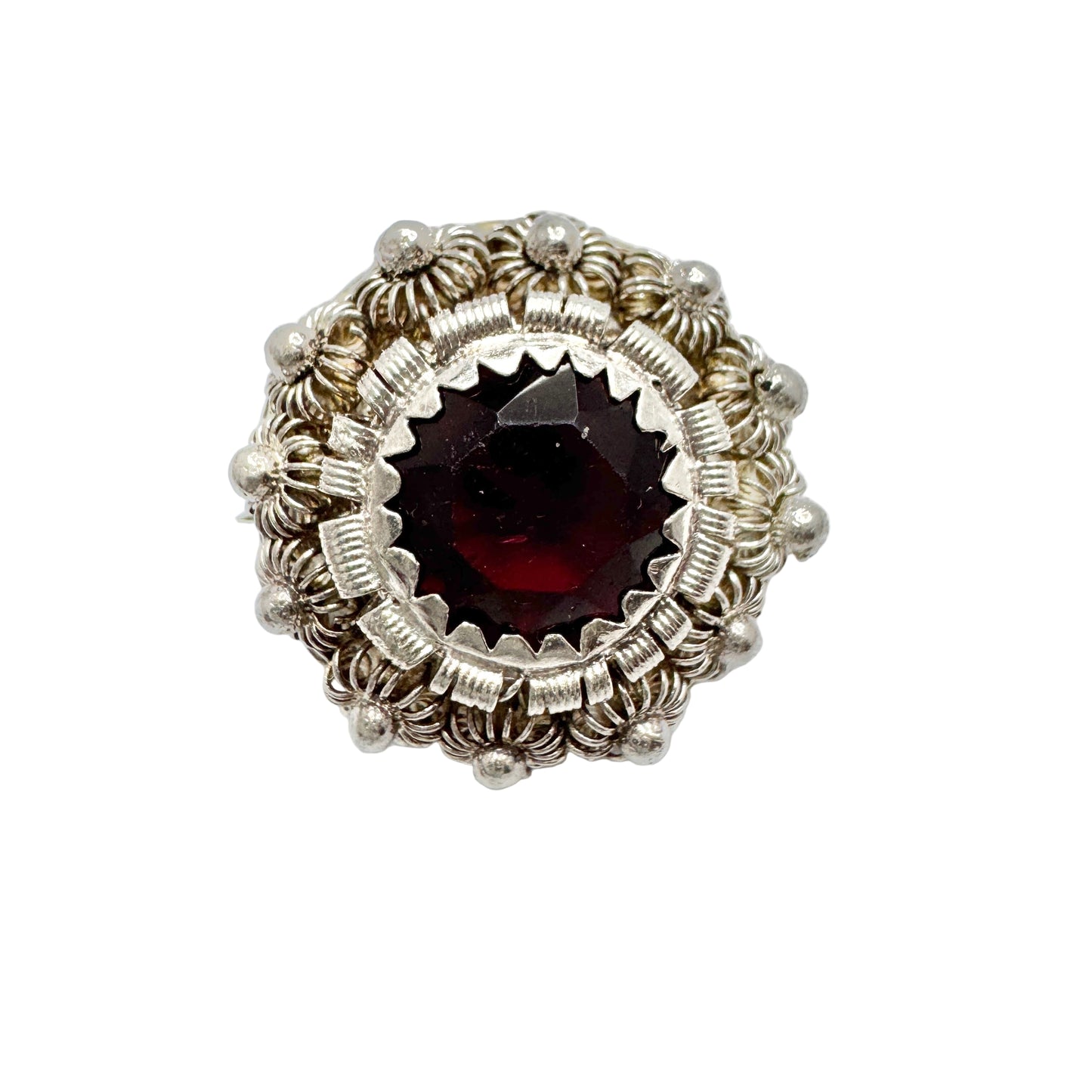 Håkan Lärka, Sweden 1850s. Antique Silver Paste Button Converted to Brooch.