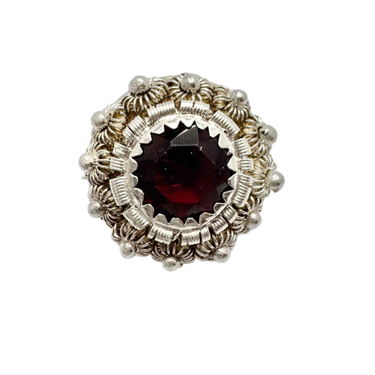 Håkan Lärka, Sweden 1850s. Antique Silver Paste Button Converted to Brooch.