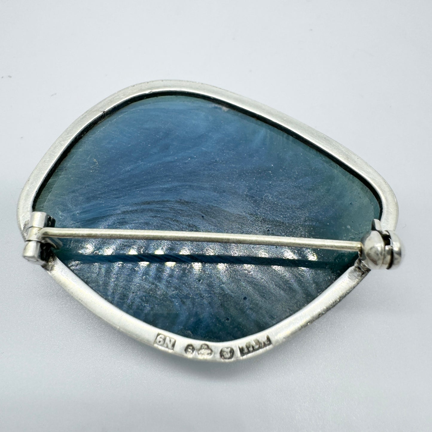 Märta Lindgren, Sweden 1963. Vintage Solid Silver Bergslagen-stone Brooch.