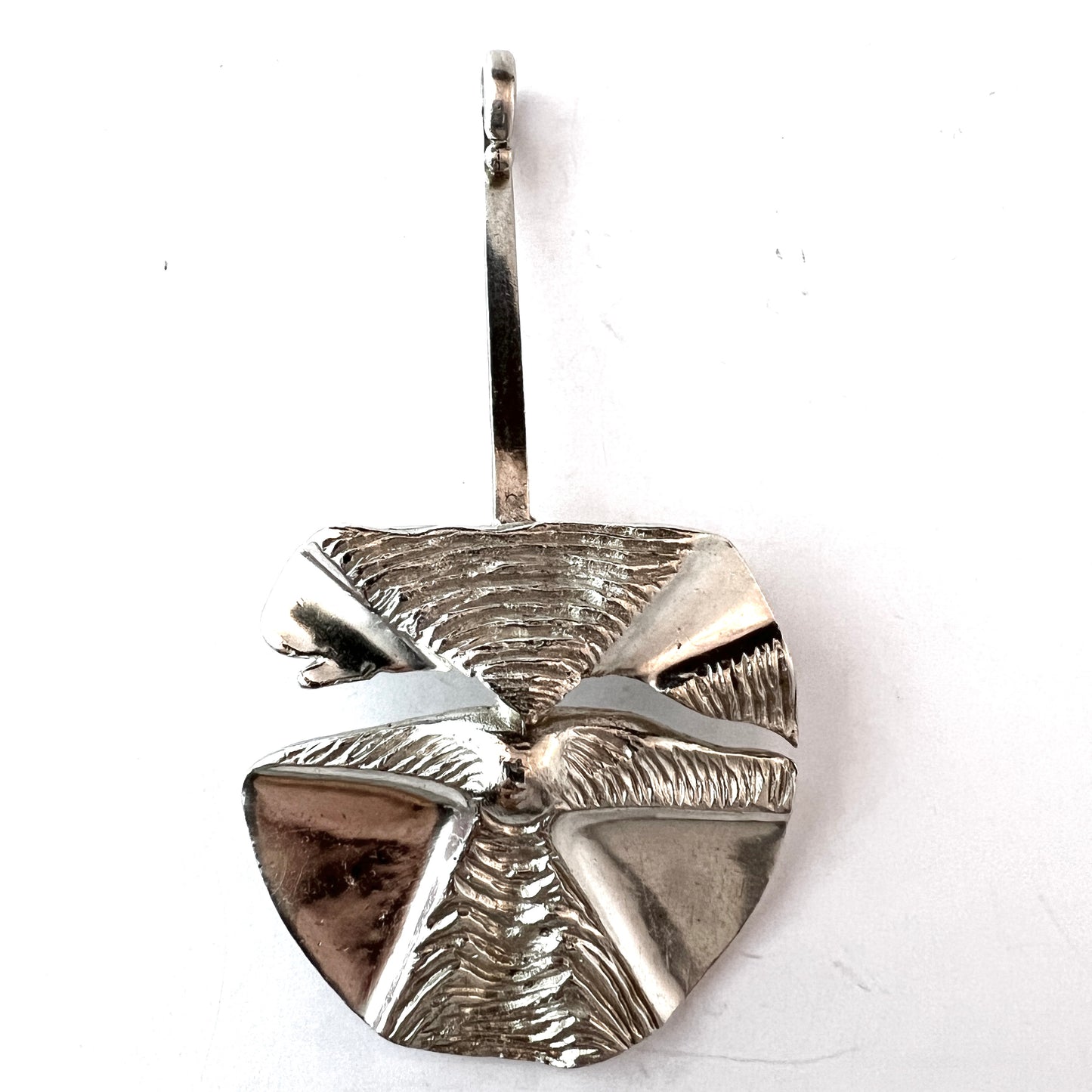 Jane Wiberg, for Jane & Finn, Denmark 1970s. Large Vintage Modernist Sterling Silver Pendant. Signed